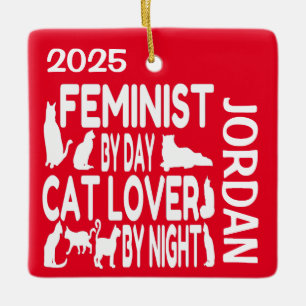 Ornamento De Cerâmica Mulheres Feministas Ama Cats PERSONALIZADAS