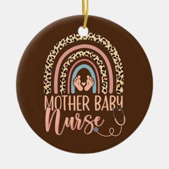 Ornamento De Cerâmica Mulheres Mãe Enfermeira Enfermeira Enfermeira Leop (Frente)