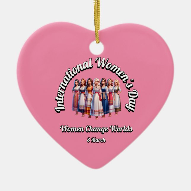 Ornamento De Cerâmica Mulheres Mudam Mundos. Dia Internacional da Mulher (Frente)