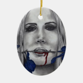 Ornamento De Cerâmica Mulheres Vampiras Rosas Sangrentas Retrato Arte Go