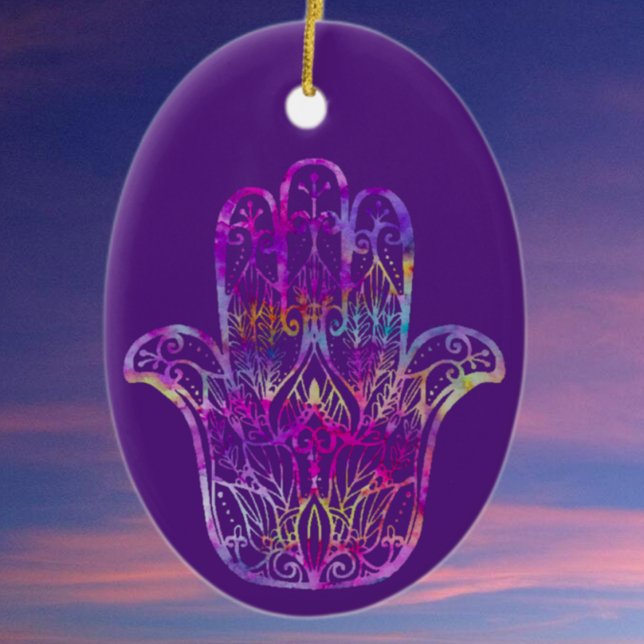 Ornamento De Cerâmica Multicolor Filigree Hamsa (Criador carregado)