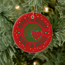 Ornamento De Cerâmica Multiple Ornament Options  - Merry & Bright Logo