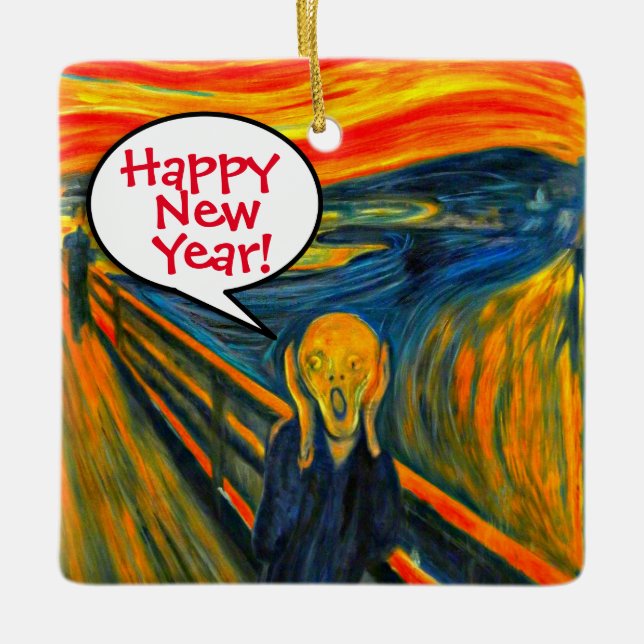 Ornamento De Cerâmica Munch The Gritar New Year Cerâmica Ornament (Frente)