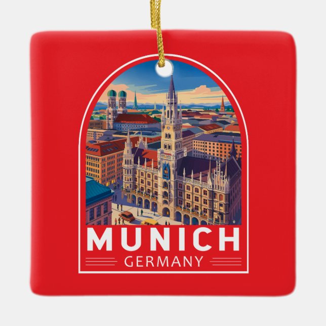 Ornamento De Cerâmica Munich Germany Travel Art Emblem (Frente)