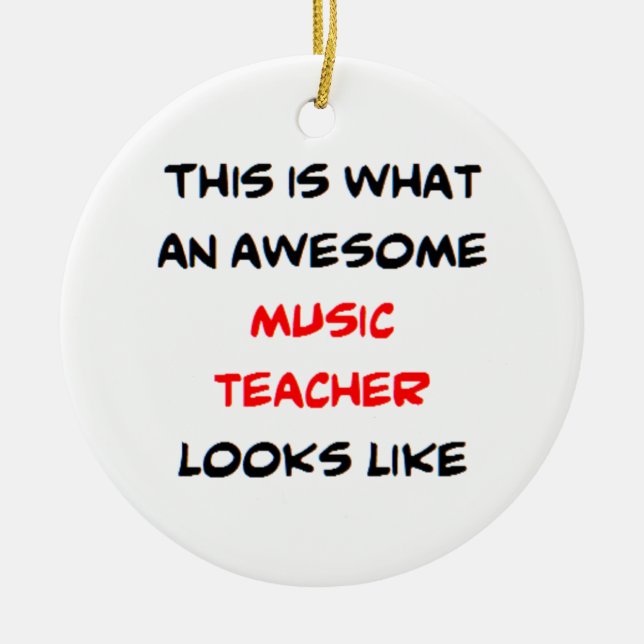 Ornamento De Cerâmica music teacher, awesome (Frente)