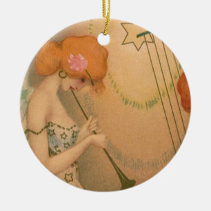 Ornamento De Cerâmica Música Antiga Anjos Músicos Flauta Harpa Vitoriano