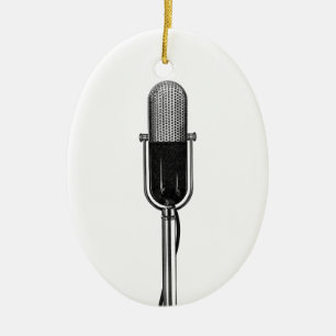 Ornamento De Cerâmica Música Antiga, Microfone Retro Antigo