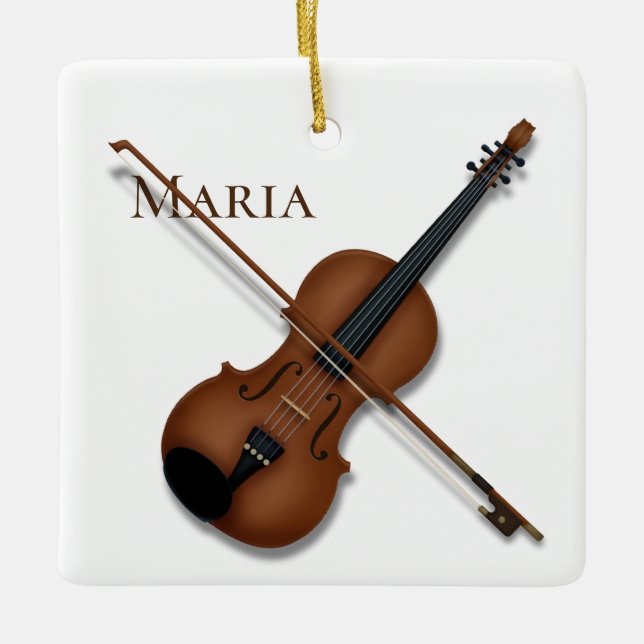 Ornamento De Cerâmica Música Clássica Elegante Violin & Arco Personaliza (Frente)