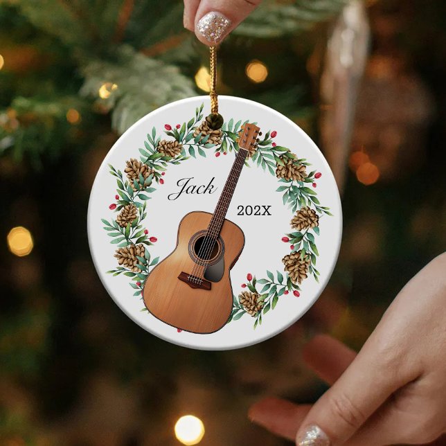 Ornamento De Cerâmica Música Clássica Guitarra Pine de Feno de Natal (Criador carregado)