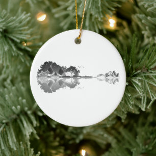 Ornamento De Cerâmica Música da Natureza: Forest Landscape Guitar Art