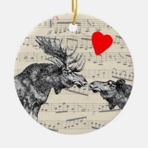 Ornamento De Cerâmica Música dos alces "o som coração Loving de Alce-