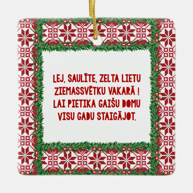 Ornamento De Cerâmica Música popular de Natal III Latviesu Tautasdziesma (Frente)