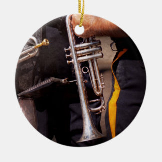 Ornamento De Cerâmica Música - Trompete - Banda marcial policial