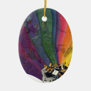 Ornamento De Cerâmica Música Vintage Arco-íris, Casal Vitoriano Dançando