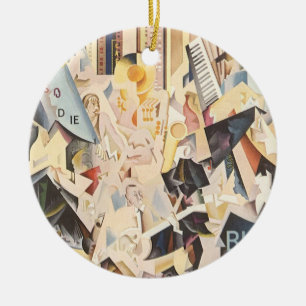 Ornamento De Cerâmica Música Vintage, Jazz Art Déco, Rapsódia em Azul