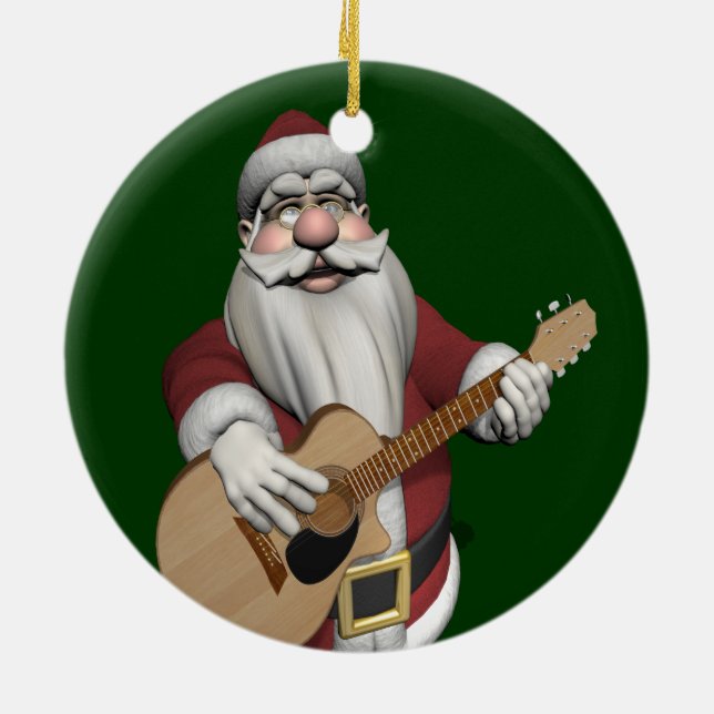 Ornamento De Cerâmica Musical Santa Claus Tocando Canções De Natal (Traseira)