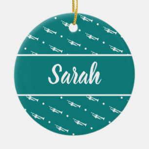 Ornamento De Cerâmica Músico de jogador de trompete doado personalizado