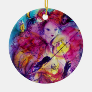 Ornamento De Cerâmica Músico do carnaval da NOITE do MASCARADA no traje