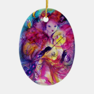 Ornamento De Cerâmica Músico do carnaval de MASCARADA da noite em traje