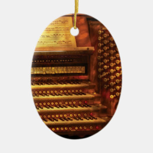 Ornamento De Cerâmica Músico - Organista - O Órgão de Tubos - grande