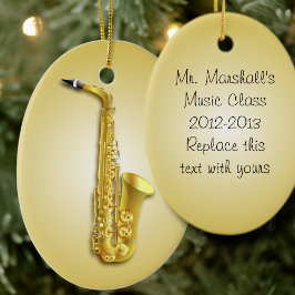 Ornamento De Cerâmica Músicos de Saxofone Enfeitam com Texto Personaliza