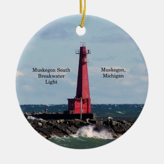Ornamento De Cerâmica Muskegon South Breakwater Ornament Light (Frente)