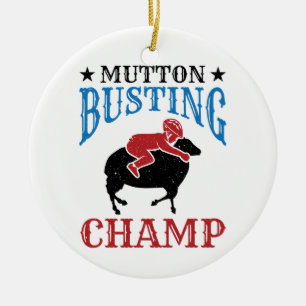Ornamento De Cerâmica Mutton Busting Champ Shepings