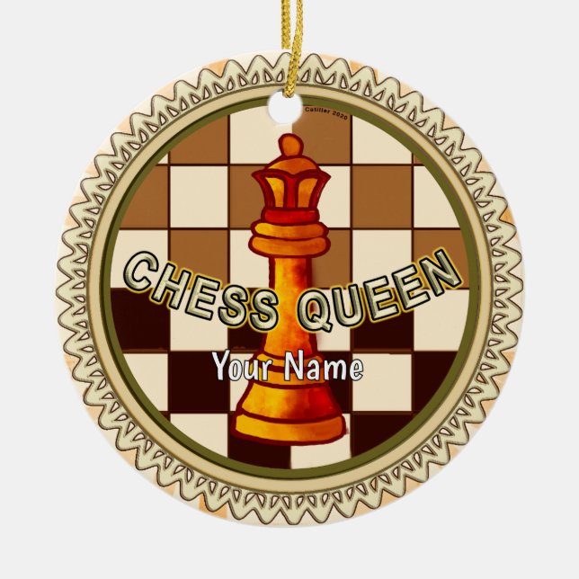 Ornamento De Cerâmica My Chess Queen  (Frente)