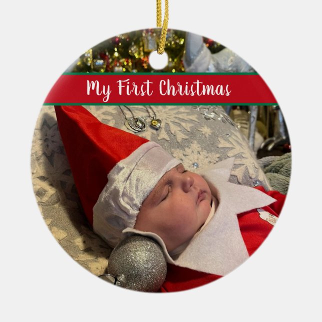Ornamento De Cerâmica My First Christmas Ceramic Ornament (Frente)