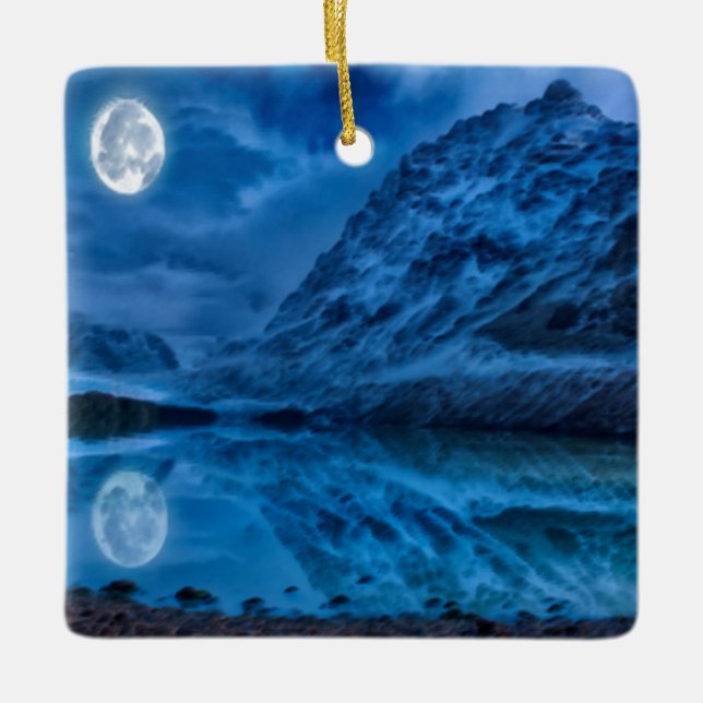 Ornamento De Cerâmica Mystical lunar midnight (Frente)