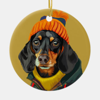 Ornamento De Cerâmica Na moda Dachshund