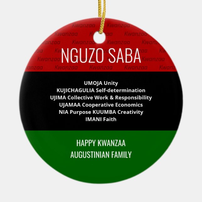 Ornamento De Cerâmica Na moda personalizado NGUZO SABA Happy Kwanzaa (Frente)