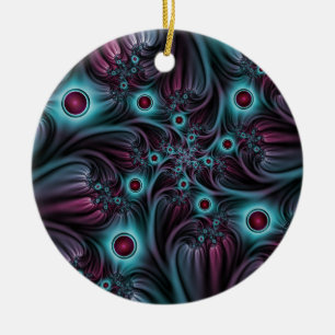Ornamento De Cerâmica Na Profundidade da Arte Fractal Abstrato Azul Cor-