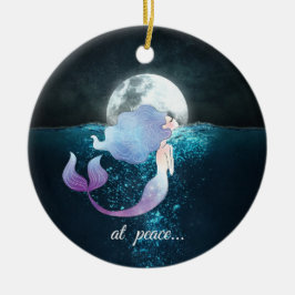 Ornamento De Cerâmica Nadação Personalizada De Sereia, Em Paz, Lua Compl