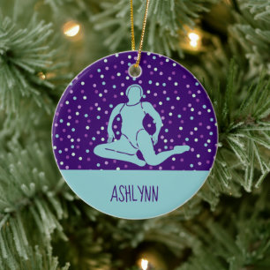 Ornamento De Cerâmica Nadagem Aqua e Roxo Sincronizada Personalizada