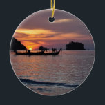 Ornamento De Cerâmica Nai Yang Beach, Phuket, Tailândia por pôr do sol<br><div class="desc">Praia Nai Yang,  Phuket,  ornamento de pôr do sol na Tailândia. MEU TRABALHO DE ARTE ORIGINAL em zazzle.com/virginia5050,  PRESENTES INTERNACIONAIS em zazzle.com/InternationalGifts,  Aniversário da Loja de Presentes em zazzle.com/BirthdayGiftStore,  Flórida da Loja de Presentes em zazzle.com/FloridaGiftStore,  e Loja de Presentes de Reforma em www.zazzle.com/RetirementGiftStore*</div>