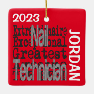 Ornamento De Cerâmica Nail Technician Extraordinaire CUSTOM