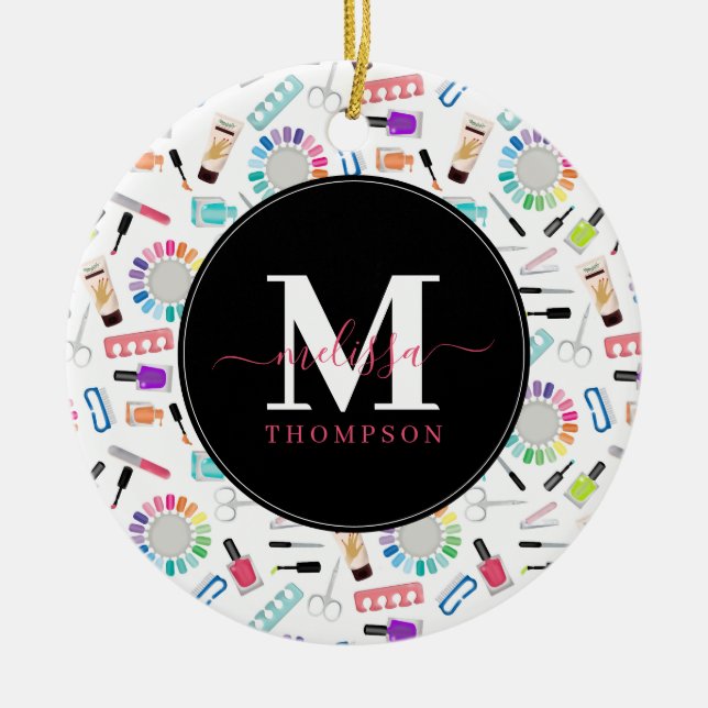 Ornamento De Cerâmica Nails Manicure Pedicure Beauty Salon Monogram (Frente)