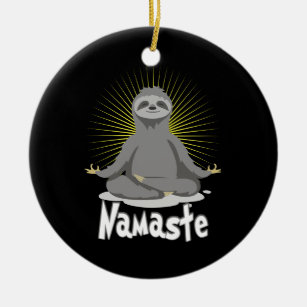 Ornamento De Cerâmica Namaste Meditando Yoga Sloth