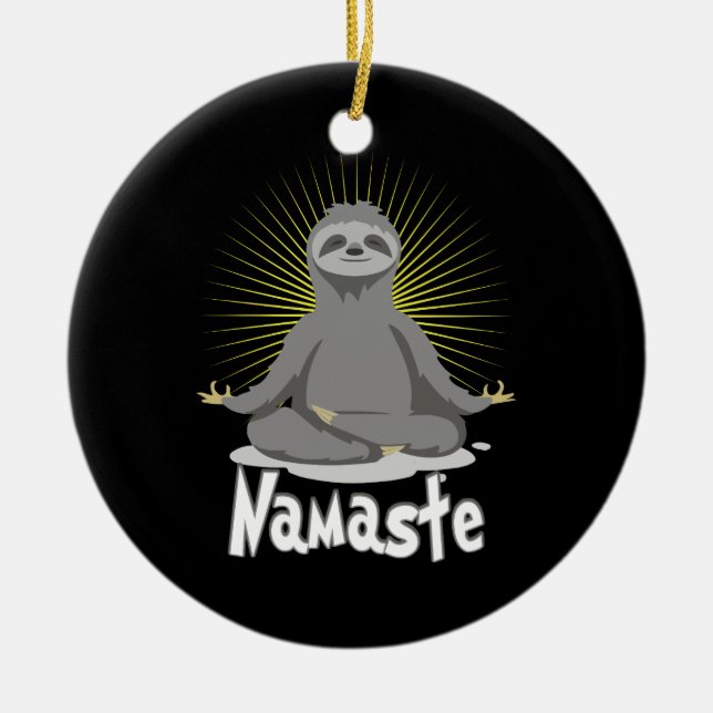 Ornamento De Cerâmica Namaste Meditando Yoga Sloth (Frente)