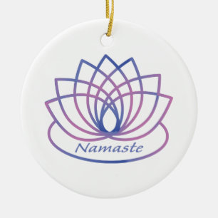 Ornamento De Cerâmica Namaste Purple e Flor de Lotus Rosa