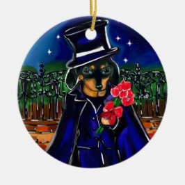 ORNAMENTO DE CERÂMICA NAMORADOS DACHSHUND