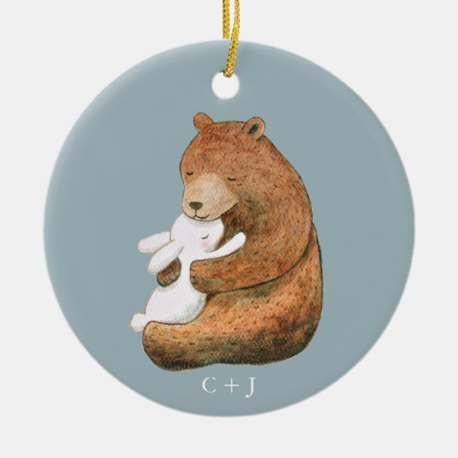 Ornamento De Cerâmica Namorados de Aniversário Personalizado do Casal Be (Frente)