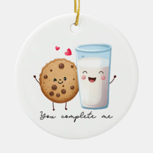 Ornamento De Cerâmica Namorados Gift Cookie Você Me Completou