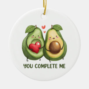Ornamento De Cerâmica Namorados Presente Avocado Você Me Completa