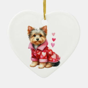 Ornamento De Cerâmica Namorados Terrier Dog de Yorkshire