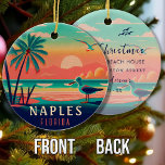 Ornamento De Cerâmica Nápoles Florida Vintage Seagull Sunset Souvenirs<br><div class="desc">Naples Beach Flórida Vintage Seagull Retro Palm Trees 60s Souvenirs. Design sunset com sua praia e mar favoritos da Flórida, adequado para amantes das Cidades da Flórida, especialmente aqueles que amam Nápoles Beach. - Você pode personalizar e modificar esse modelo ajustando, alterando ou excluindo os textos contidos nele. Mudar as...</div>