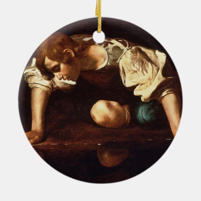 Ornamento De Cerâmica Narciso por Michelangelo Merisi da Caravaggio (Traseira)