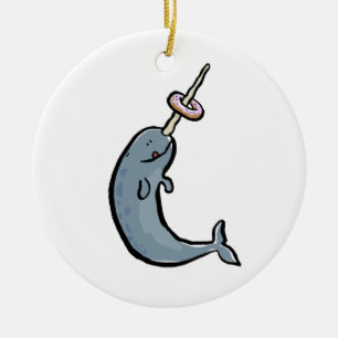 Ornamento De Cerâmica narwhale e rosquinha
