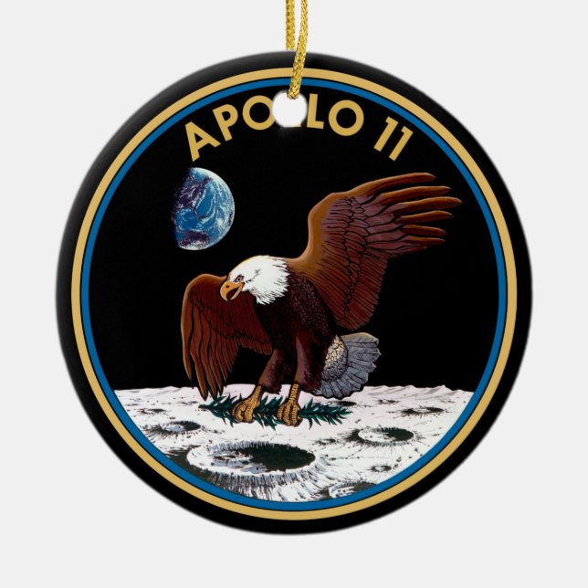 Ornamento De Cerâmica NASA Apollo 11 Landing Landing Lunar Patch Insigni (Frente)